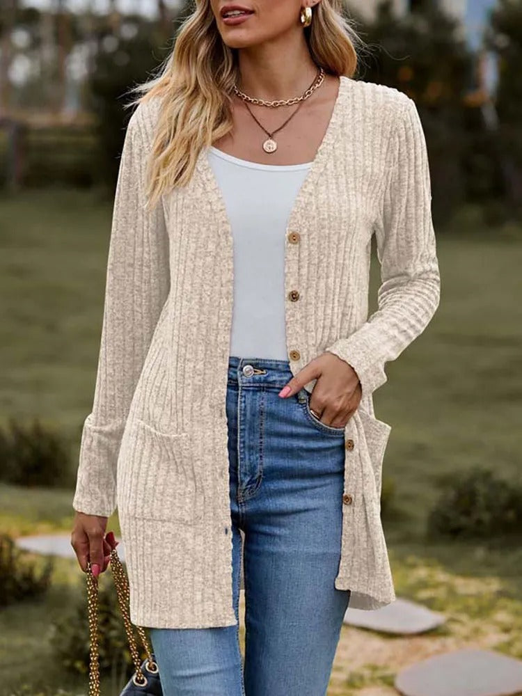 Out-Shine | Wool Long Cardigan with Buttons for Women