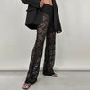 Out-Shine | Lace perspective high waist splice long straight pants