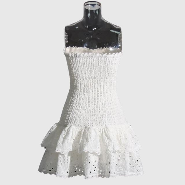 Deslumbra | Minivestido bandeau fruncido con estampado paisley azul