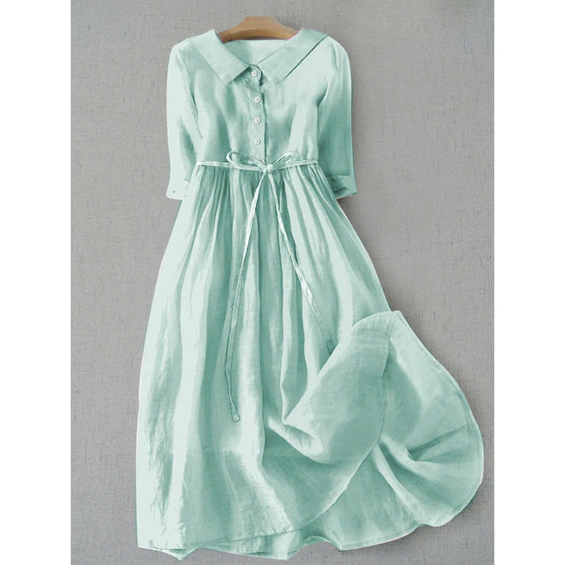 Out-Shine | French Retro Cotton Leather Patchwork Skirt Dress For Women