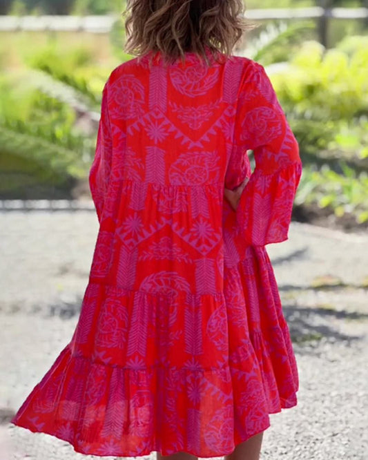 Out-Shine | Boho Loose 3/4 Sleeve Dress