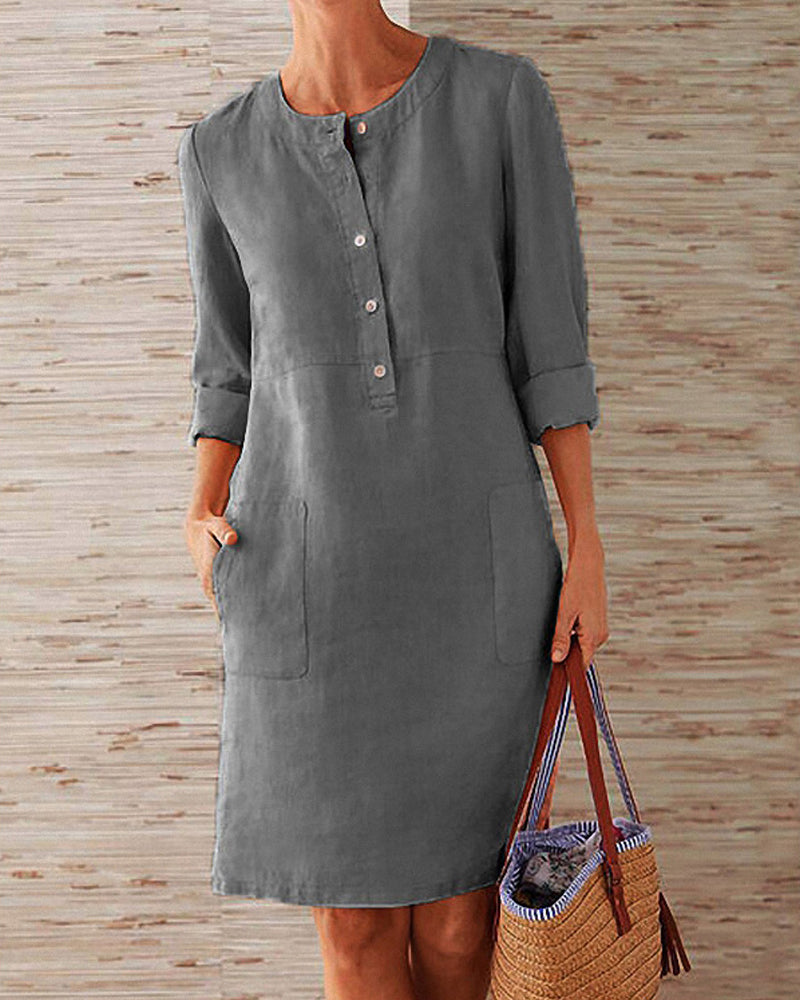 Out-Shine | Elegant Simple Button - Detailed Dress