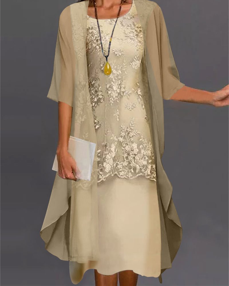 Out-Shine | Elegant Two-piece Chiffon Dress Set