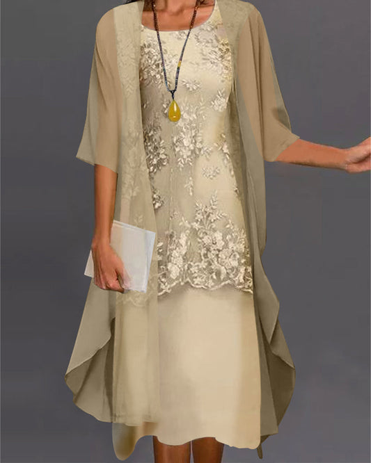 Out-Shine | Elegant Two-piece Chiffon Dress Set