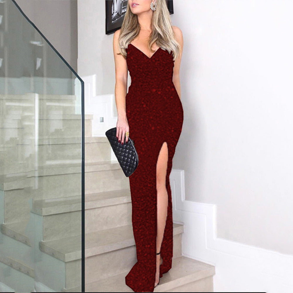 Out-Shine | Black look - split sequin dress