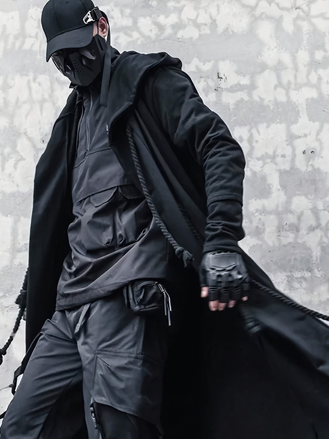 Out-Shine | Men's Stylish Hooded Cape Knit Jacket Vest With Unique Cord Detail