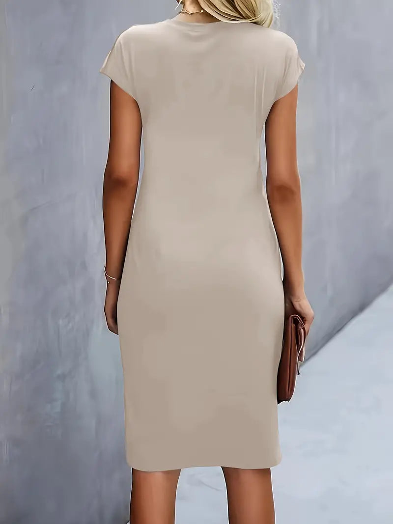 Out-Shine | Solid - Colored Dress With A Round Neckline