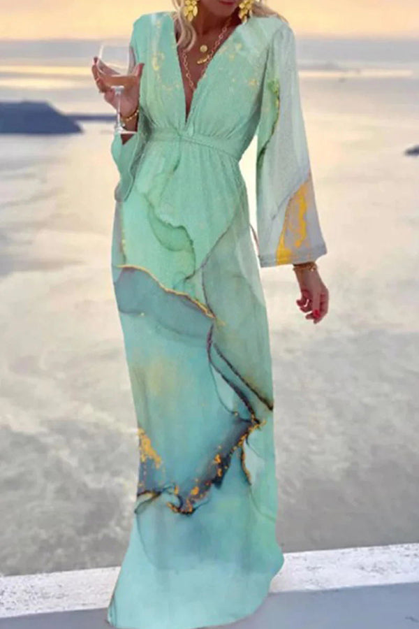 Deslumbra | Vestido de fiesta/vacaciones con estampado de mármol de Her Stories 