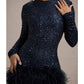 Out-Shine | Berry Sequin Feather Hem Mini Dress
