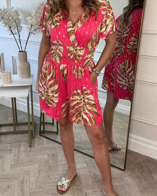 Out-Shine | Floral Polka Dot Pocket Rompers