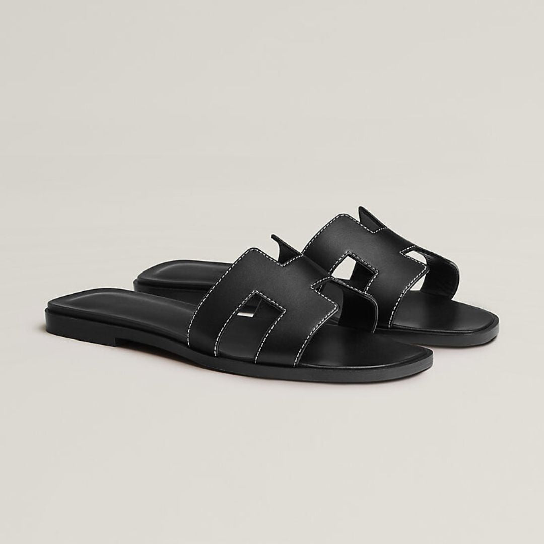 Out-Shine | Black luxury sandals with ergonomic grip