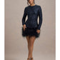 Out-Shine | Berry Sequin Feather Hem Mini Dress