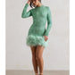 Out-Shine | Berry Sequin Feather Hem Mini Dress