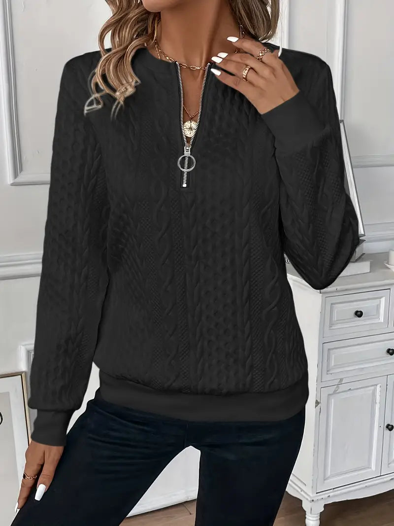 Out-Shine | Solid Colour Front Zipper Sweater