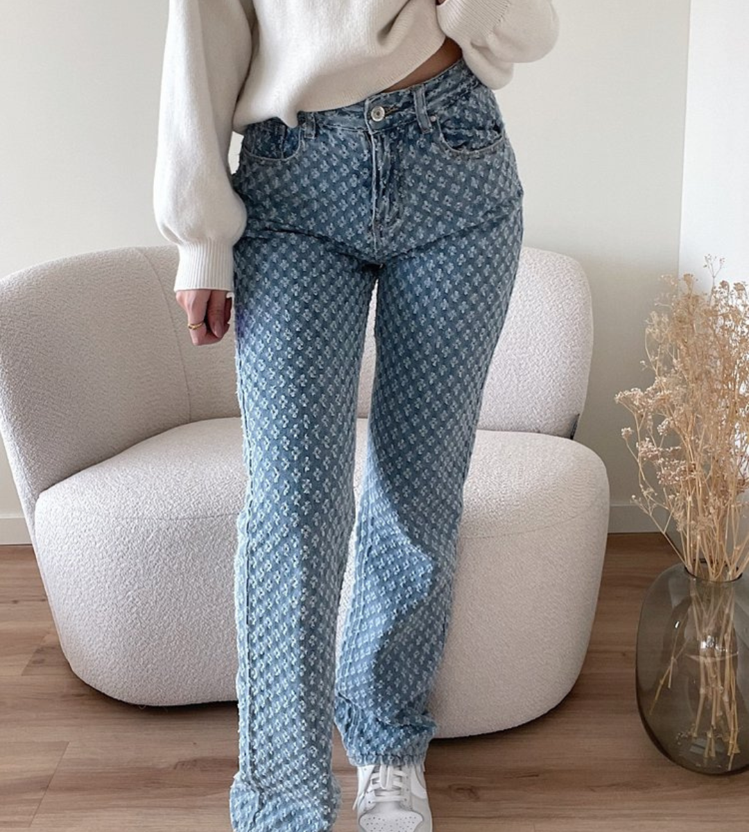 Out-Shine | Stylish Jeans With Diamond Pattern