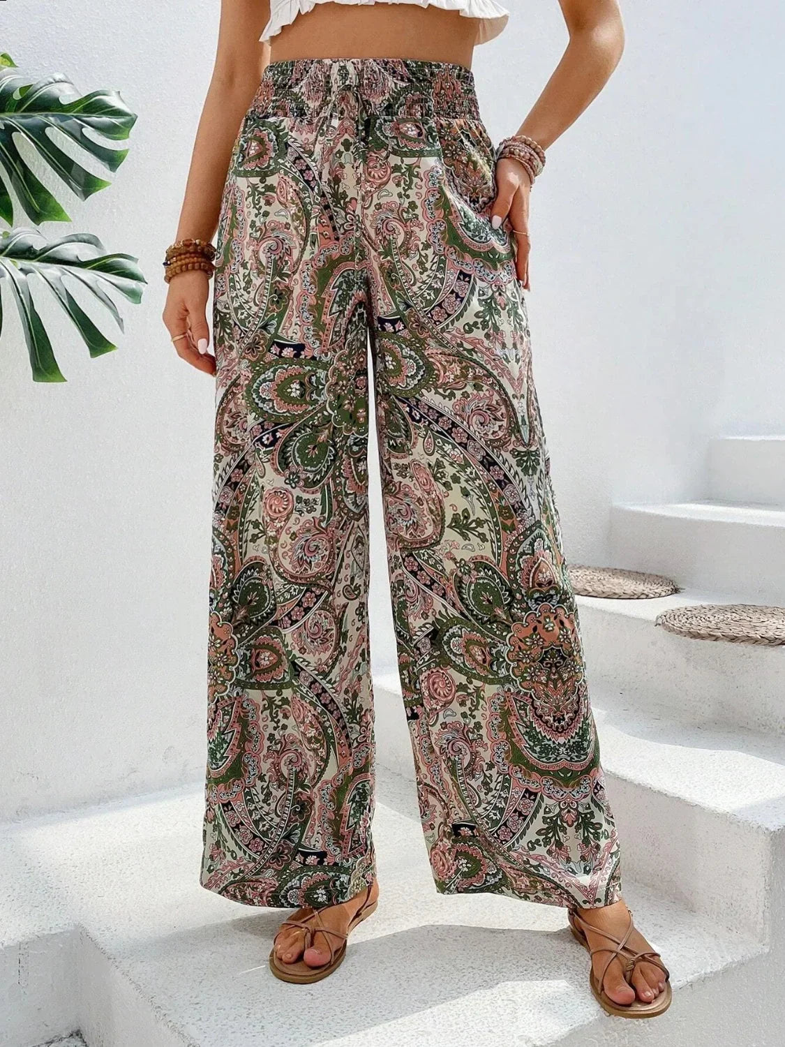 Out-Shine | Women's Art Print Pants High Waist