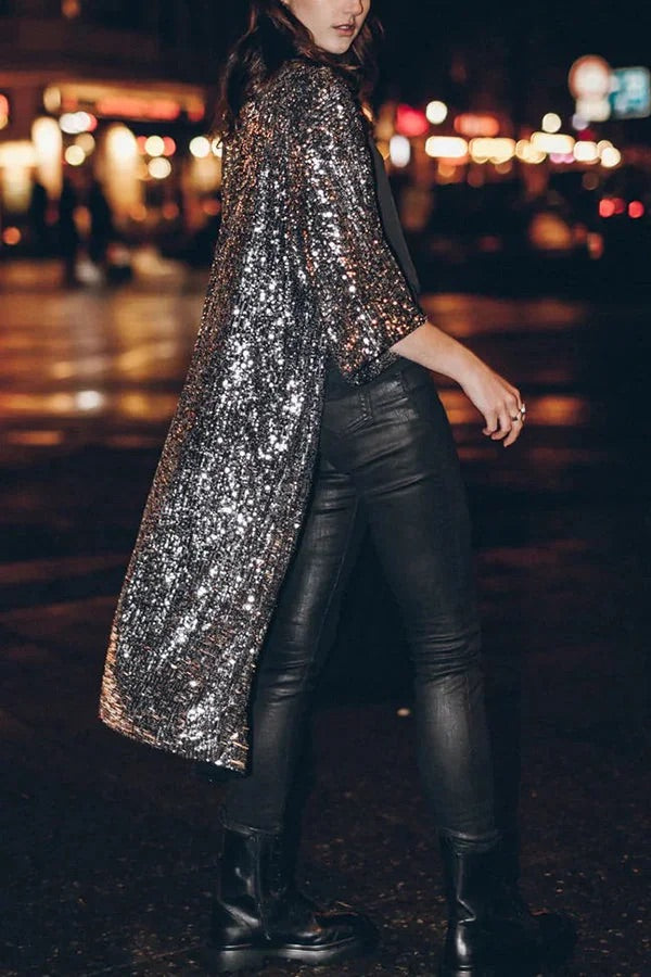 Out-Shine | Glamour Sequin Bell Sleeve Kimono