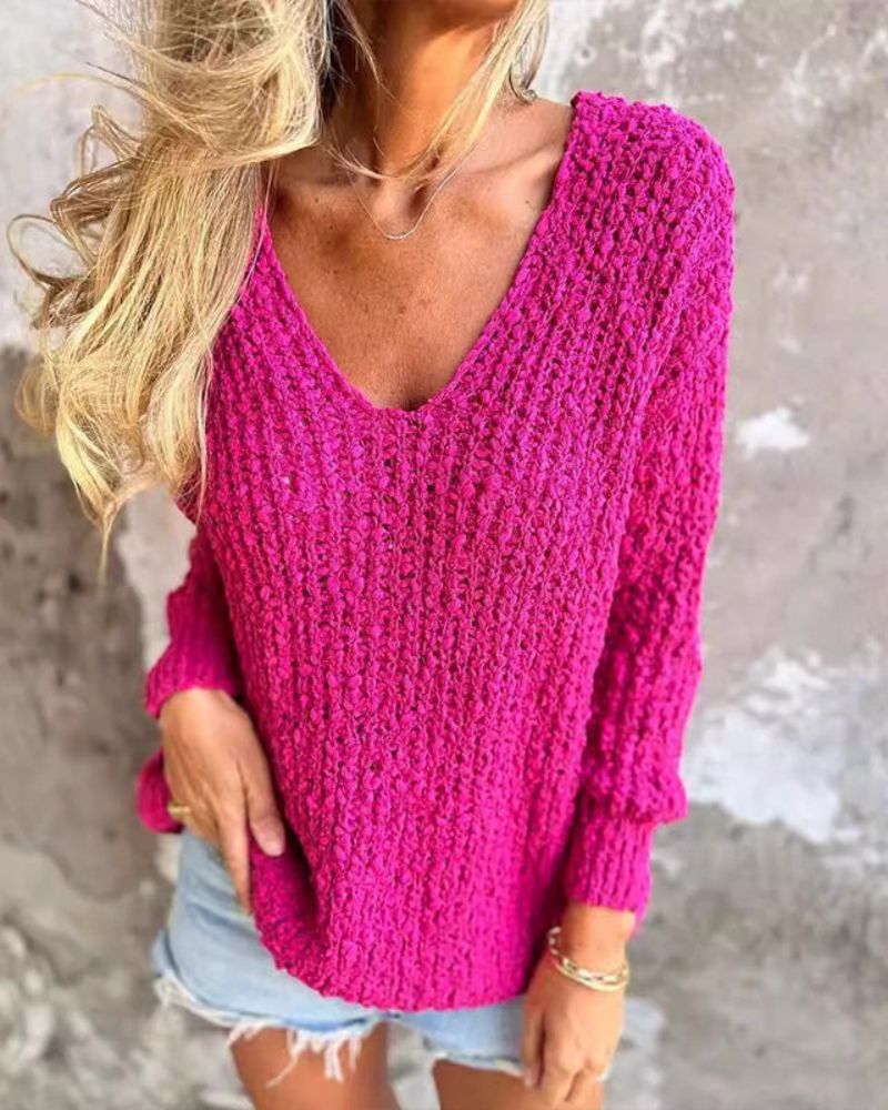 Out-Shine | Textured Crochet Jumper With Long Sleeves
