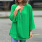 Out-Shine | Chiffon zipper top with V-neck