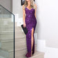 Out-Shine | Black look - split sequin dress