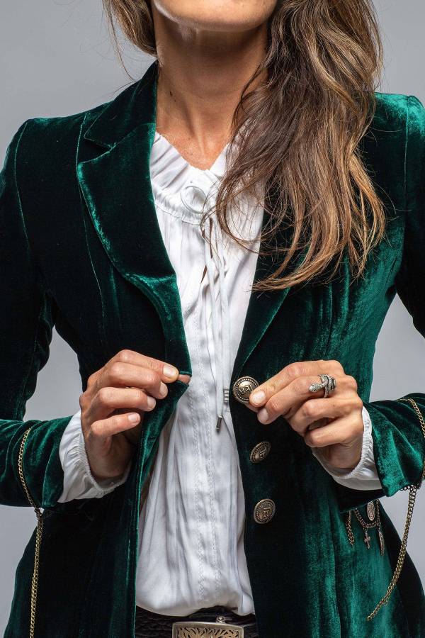 Out-Shine | Gold Velvet Long Sleeve Pocket Blazer