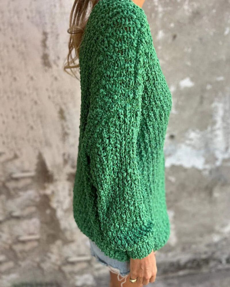 Out-Shine | Textured Crochet Jumper With Long Sleeves