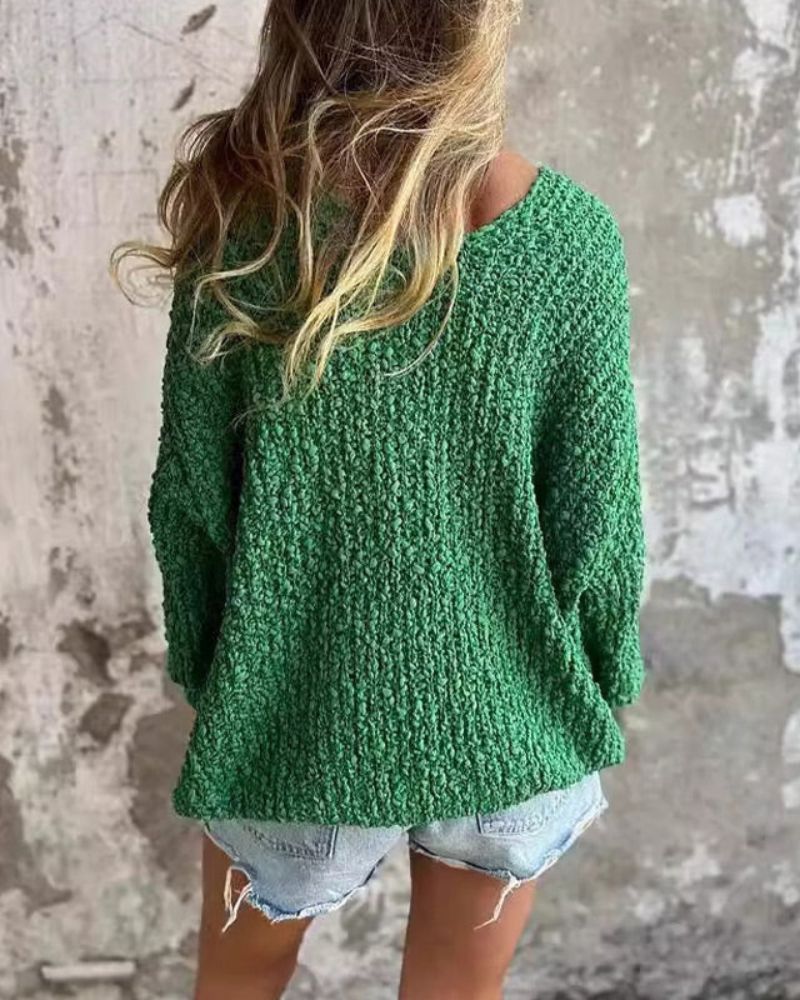 Out-Shine | Textured Crochet Jumper With Long Sleeves