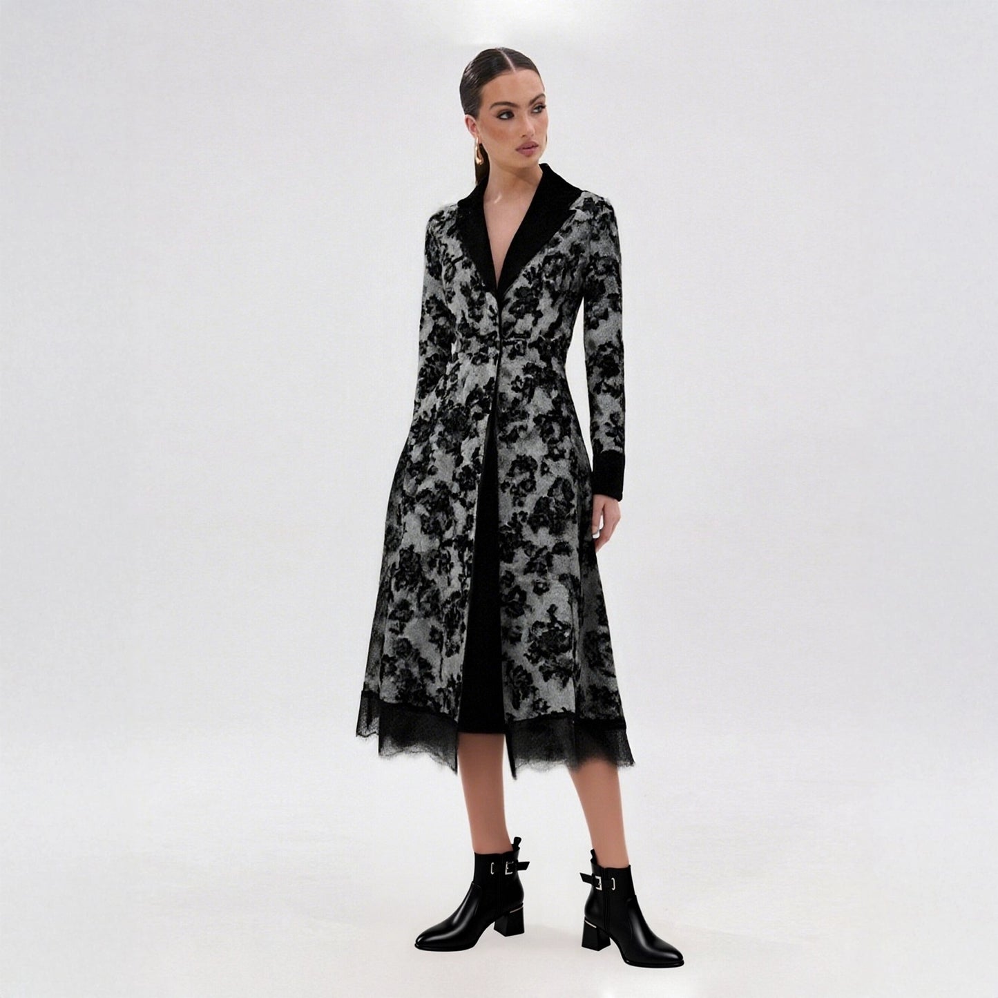 Out-Shine | Autumn Winter Lace Deployment Retro Long Trench Coat