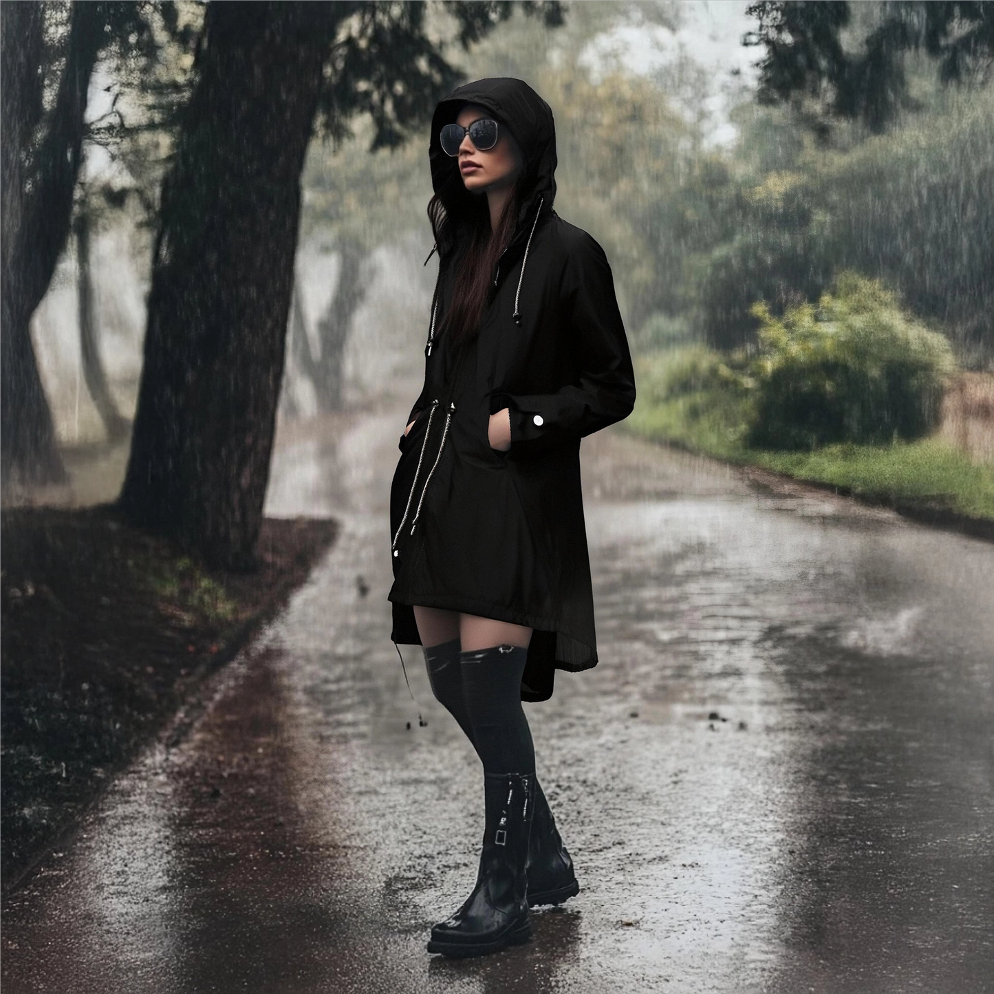 Out-Shine | Long Waterproof Rain Jacket for Women