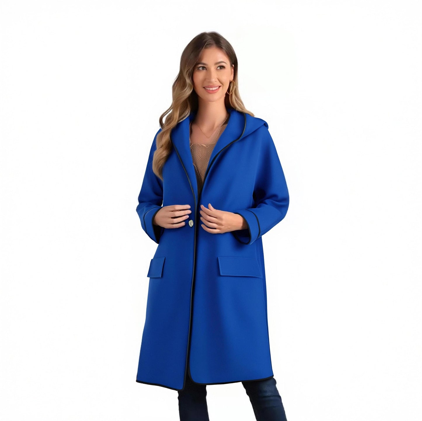 Out-Shine | Multi-colored Loose Hooded Wool Coat