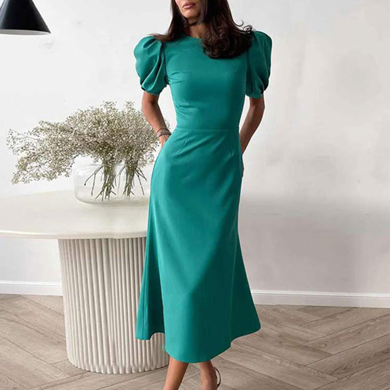 Out-Shine | Sleeve Waist Trimming Fashion Slim Long Dress