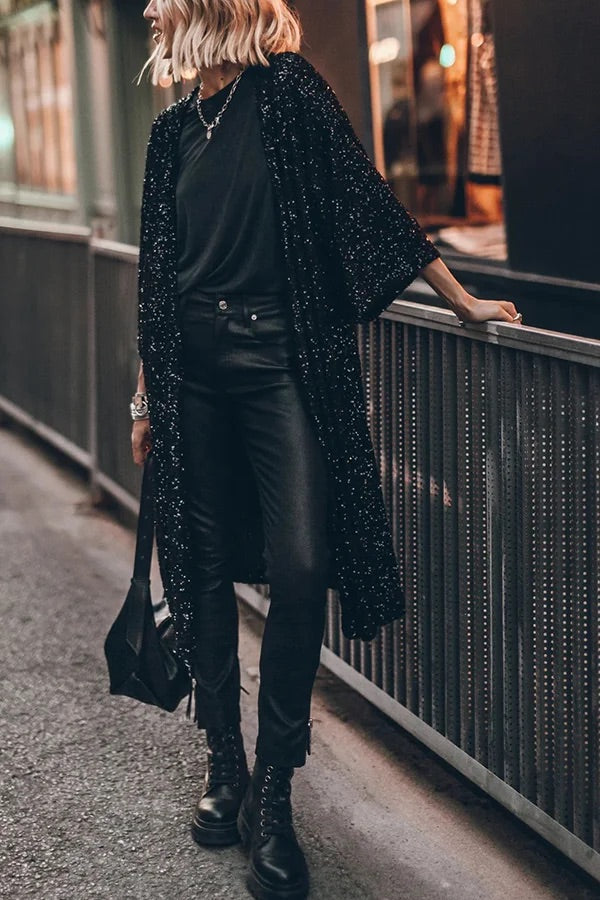 Out-Shine | Glamour Sequin Bell Sleeve Kimono