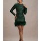 Out-Shine | Berry Sequin Feather Hem Mini Dress