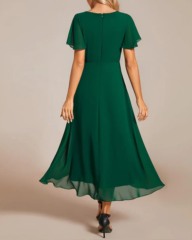 Deslumbra | Vestido con escote en V y mangas con volantes