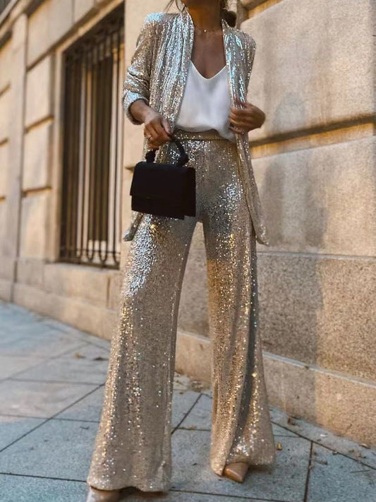 Out-Shine | Trendy Design - High-Waist Sequin Suit
