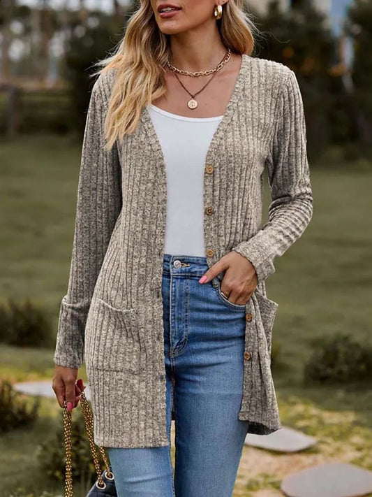 Out-Shine | Wool Long Cardigan with Buttons for Women