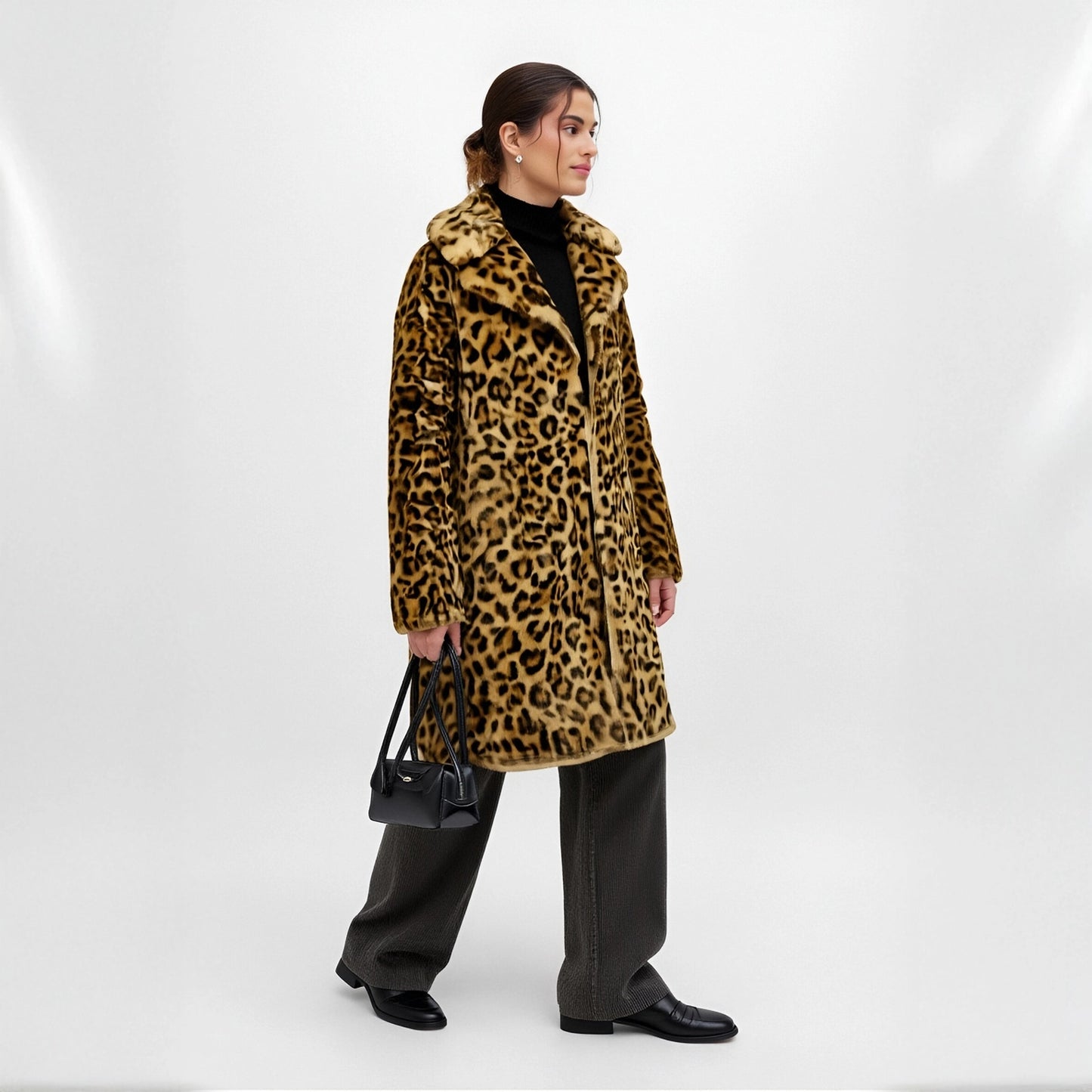 Out-Shine | Leopard pattern plush coat