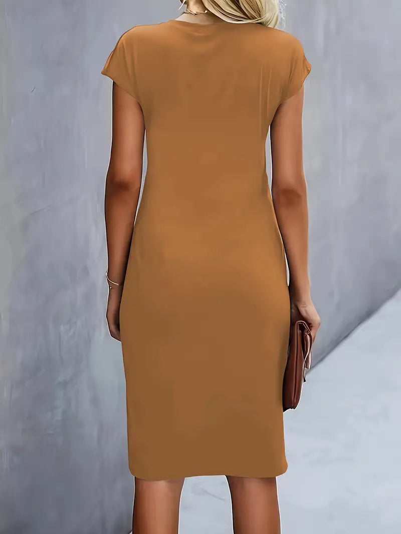 Out-Shine | Solid - Colored Dress With A Round Neckline