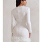 Out-Shine | Berry Sequin Feather Hem Mini Dress
