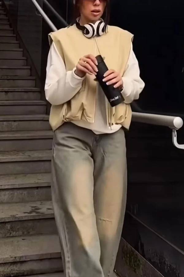 Deslumbra | Chaleco informal holgado sin mangas con bolsillos