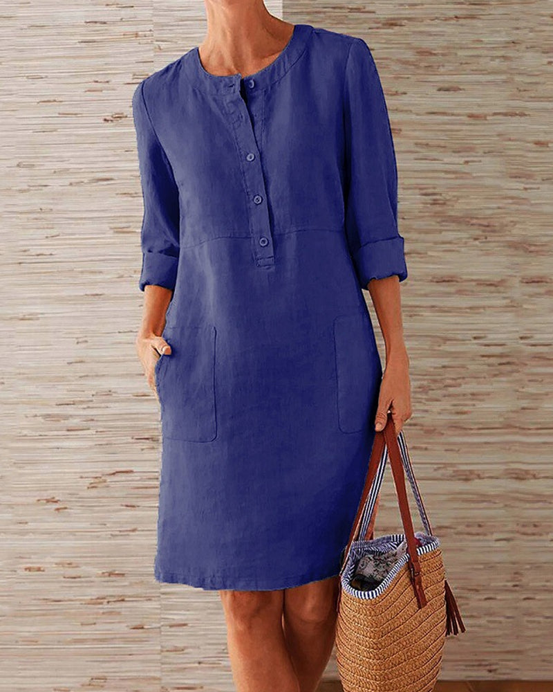 Out-Shine | Elegant Simple Button - Detailed Dress