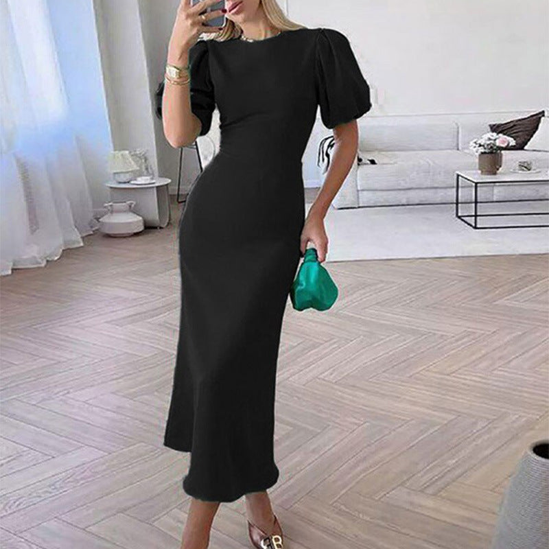 Out-Shine | Sleeve Waist Trimming Fashion Slim Long Dress