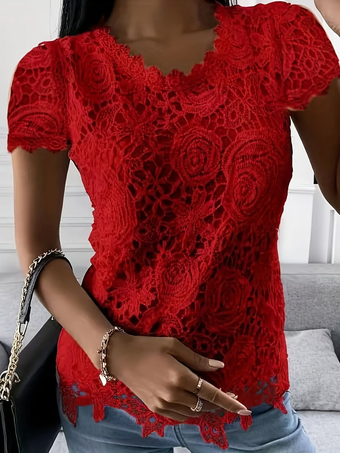 Out-Shine | Short - Sleeved Lace Top