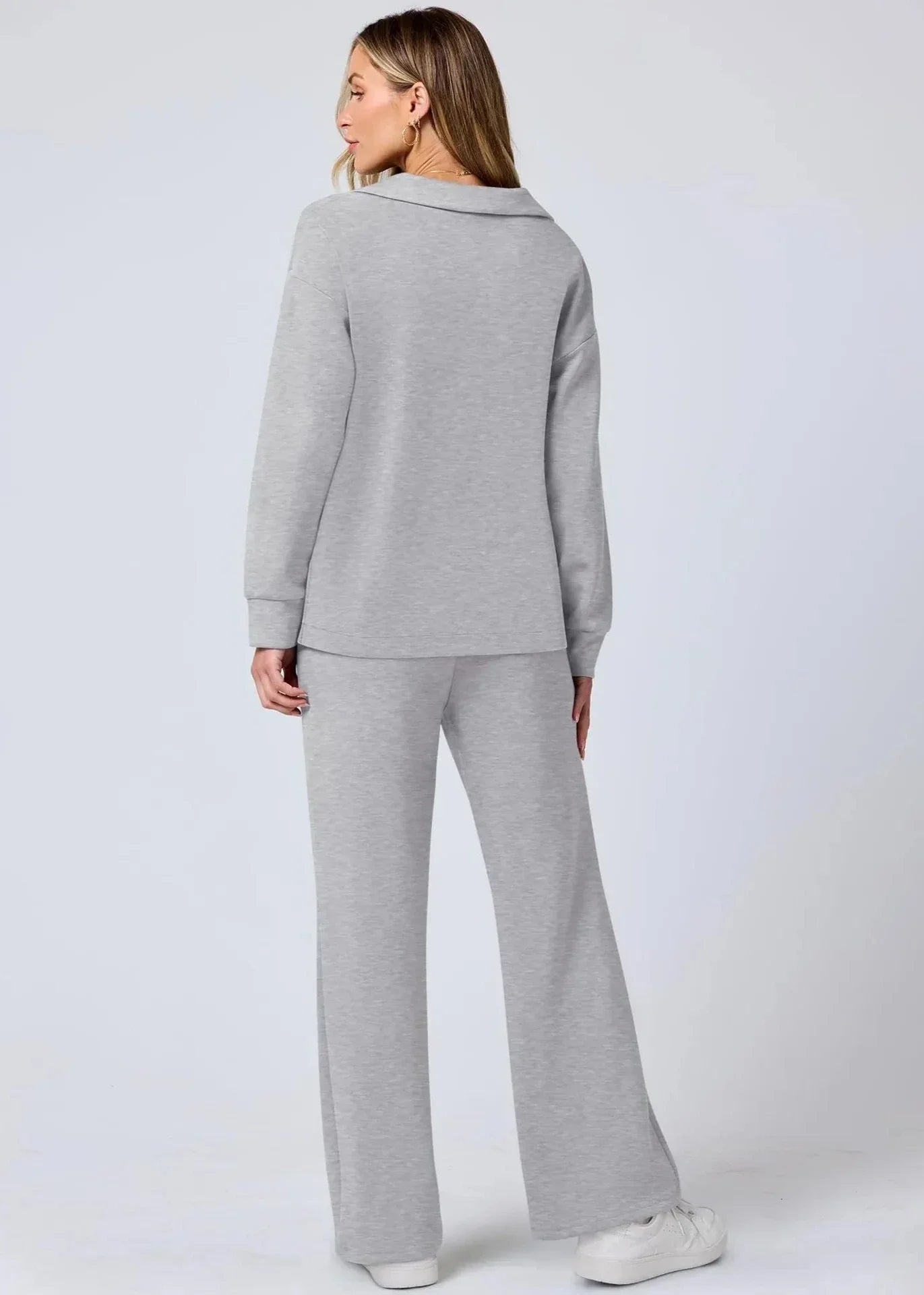 Out-Shine | Collar Pullover & Wide-Leg Pants Set