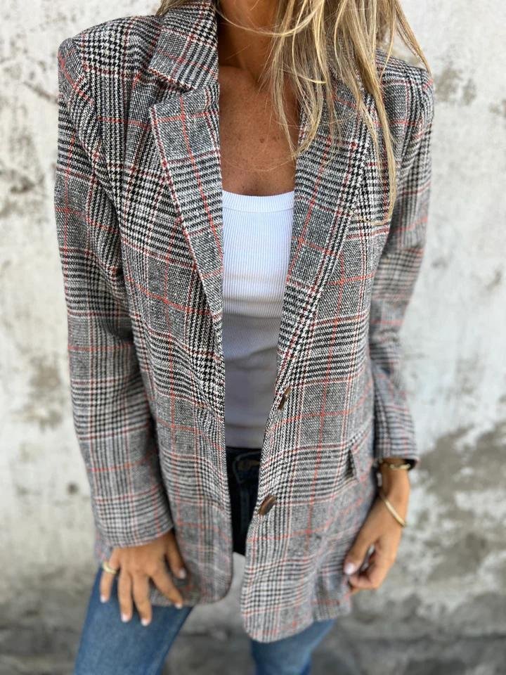Out-Shine | Stylish Checkered Blazer