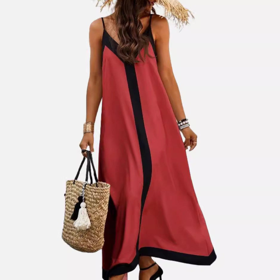 Deslumbra | Vestido minimalista informal a rayas y bloques de color