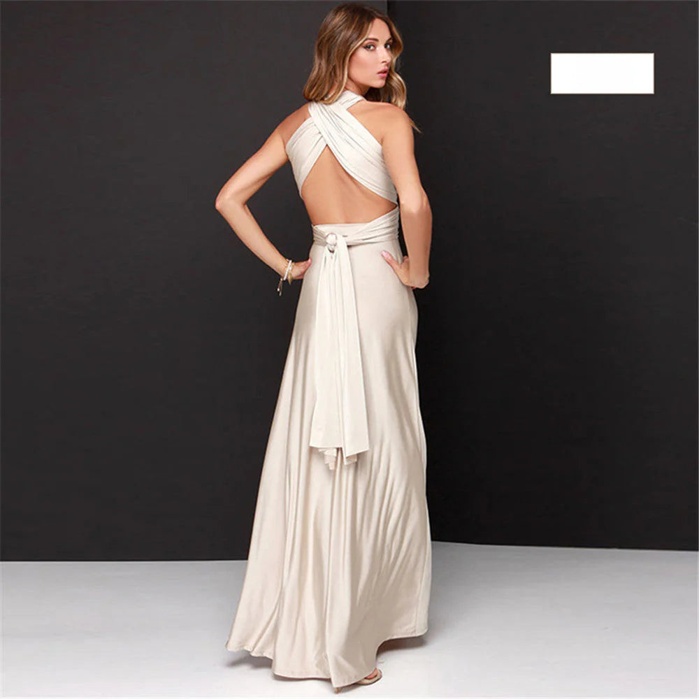 Deslumbra | Vestido maxi bohemio convertible multiusos para mujer 