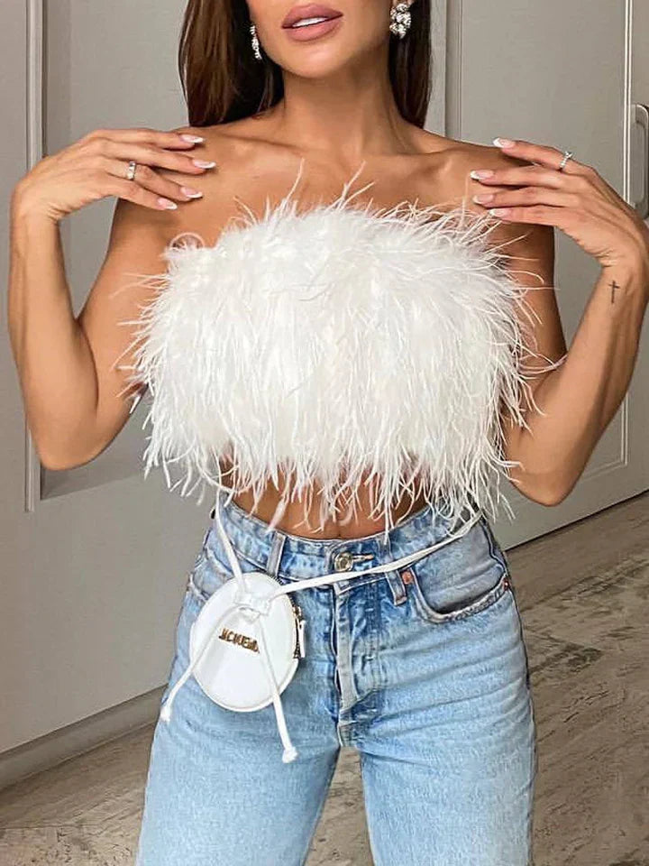 Out-Shine | Feather Bandeau Top