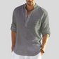 Out-Shine | Black linen shirt With collar