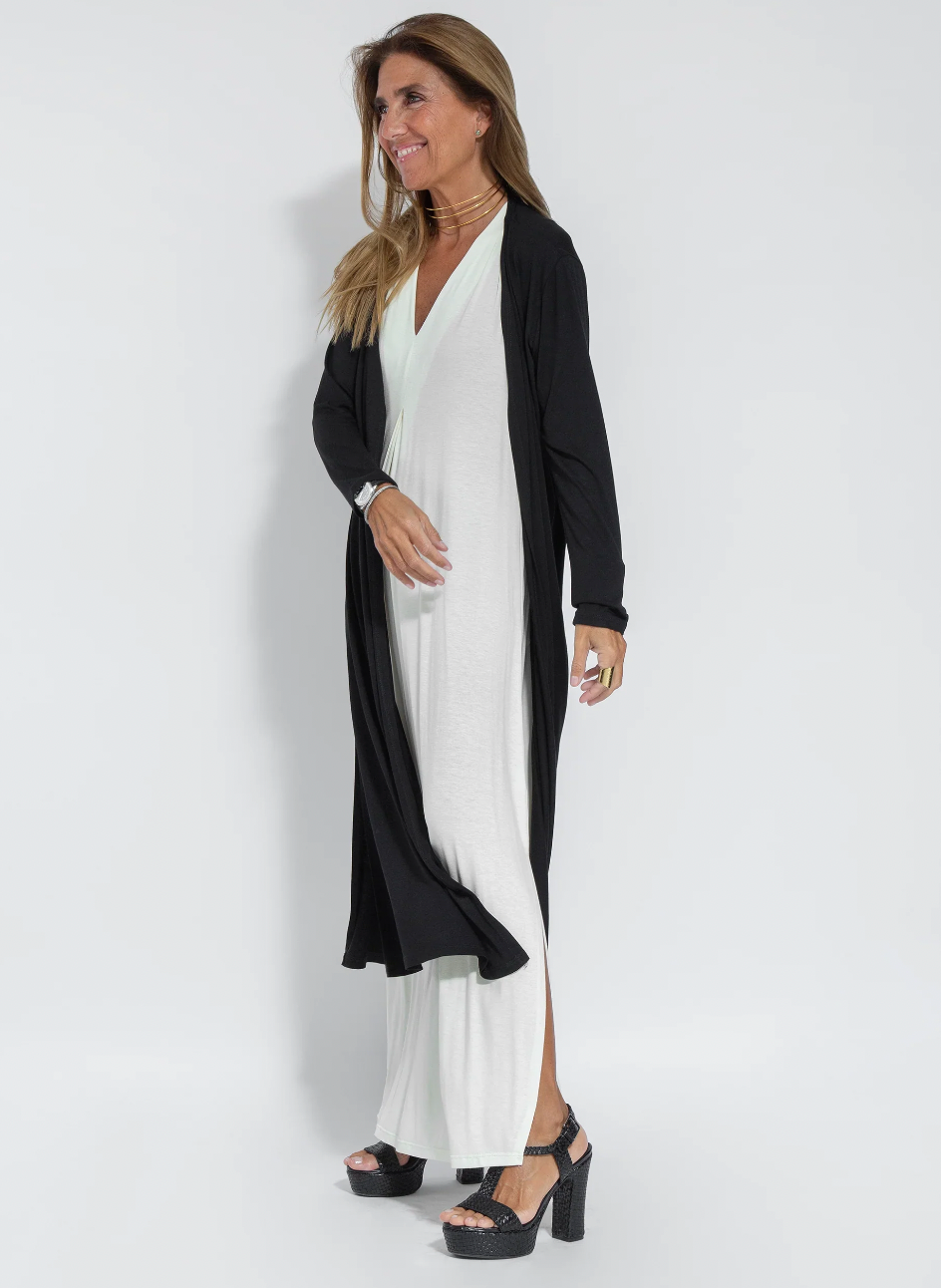 Out-Shine | Set Of Long Slimming Dress And Vest In Black And White